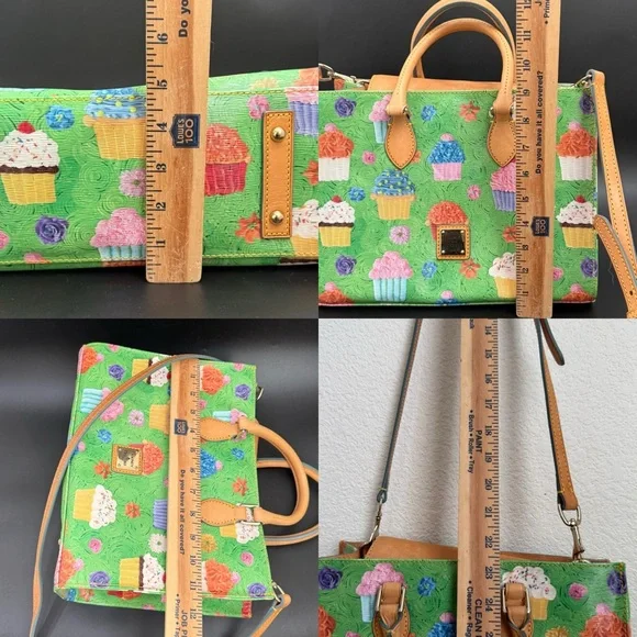 Rare DOONEY & BOURKE Kelly Green Cupcake Print Coated Canvas Limited Ed Satchel - Picture 11 of 15